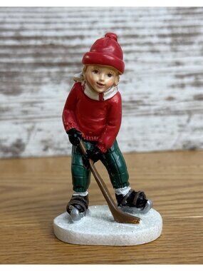 Christmas Village Youth Hockey Player Figurine 3.25” Tall